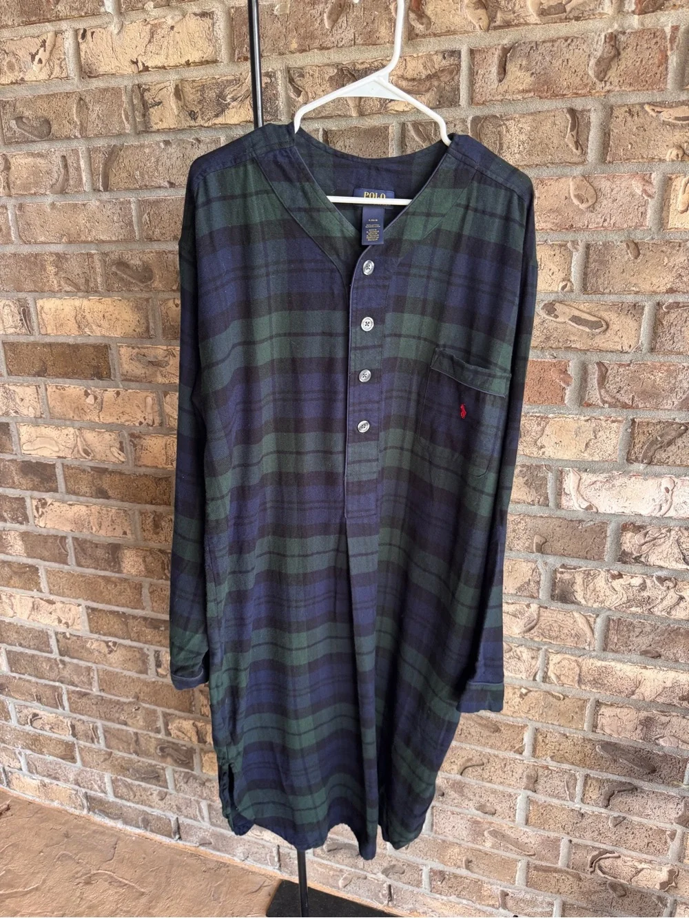 Polo Ralph Lauren Men’s Black Watch Plaid Cotton Nightshirt Size L